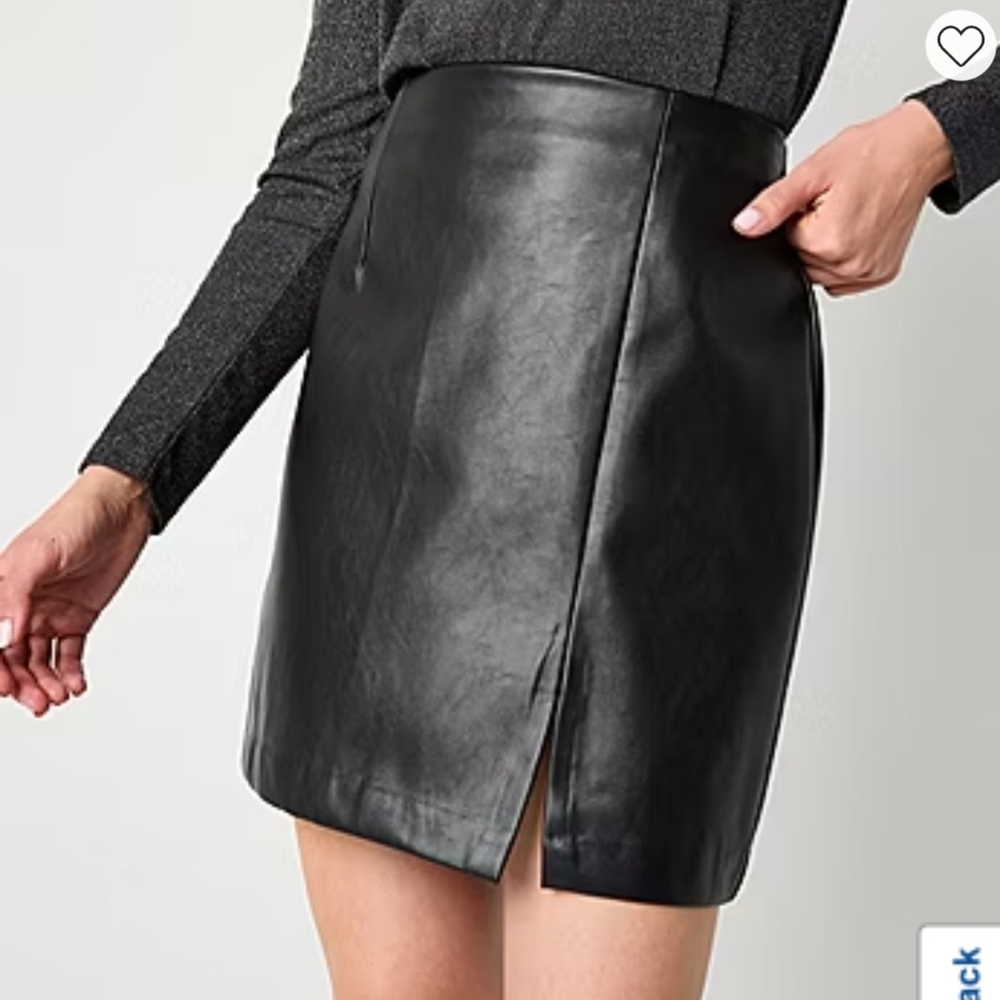 a.n.a Black Faux Leather Pencil Skirt Sz 14